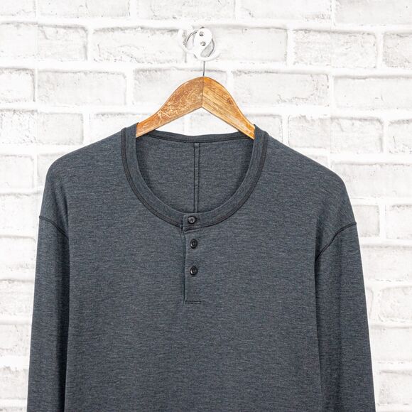 Lululemon Men's Long Sleeve Henley Shirt in Dark Gray Size XL - Picture 4 of 6